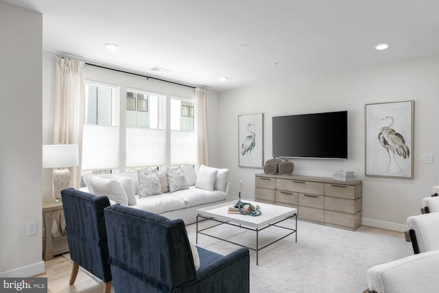 living room featuring light hardwood / wood-style floors