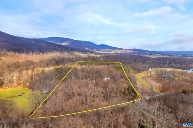 birds eye view of property featuring a mountain view