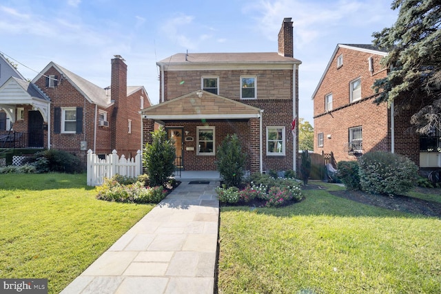 view of front facade with a front lawn