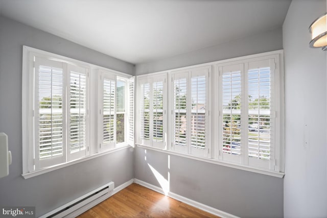 interior space with a baseboard heating unit