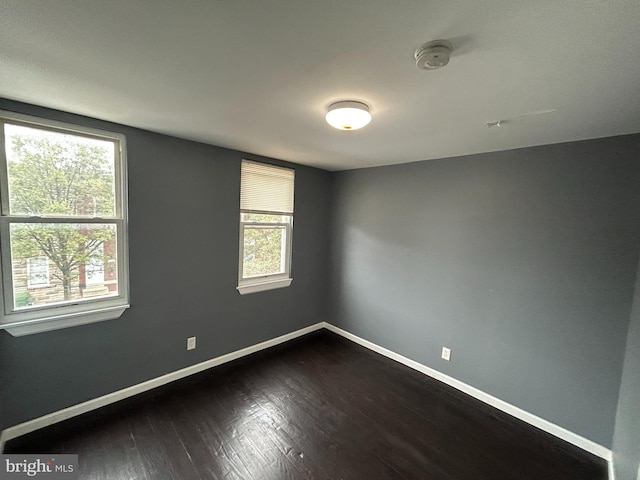 unfurnished room with wood-type flooring and plenty of natural light