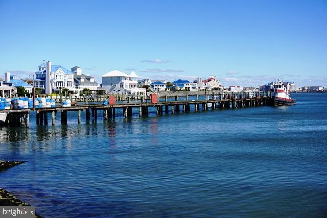 view of dock featuring a water view