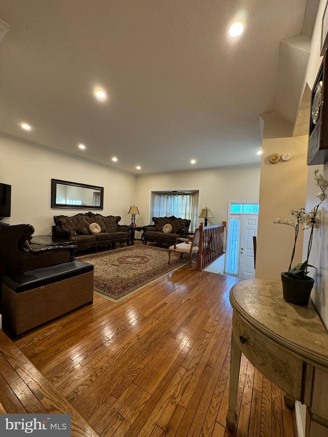 living room with hardwood / wood-style flooring