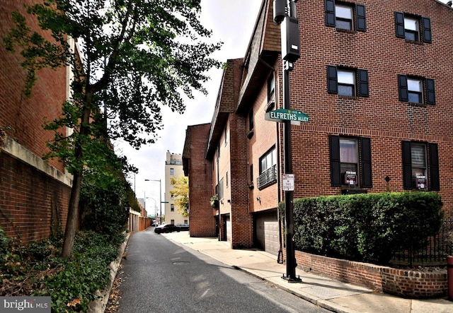 view of building exterior featuring a garage