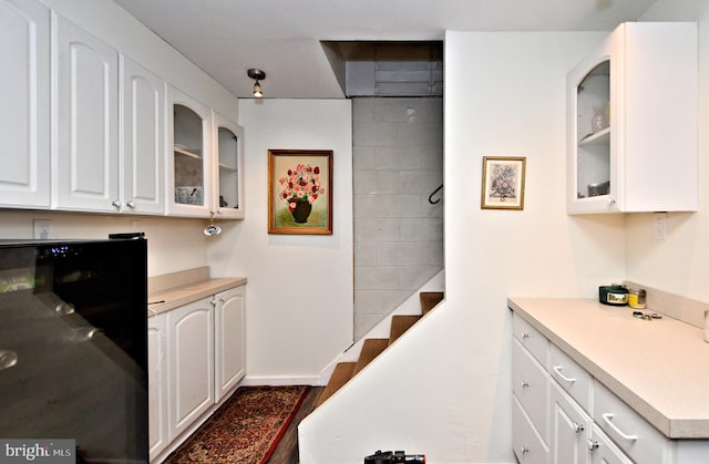 kitchen with white cabinets