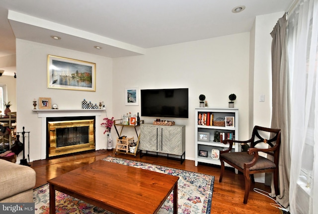 living room with hardwood / wood-style floors