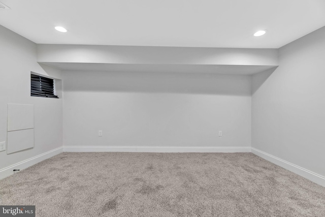 basement featuring carpet