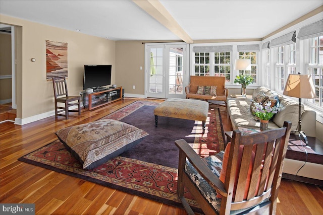 living room with wood-type flooring