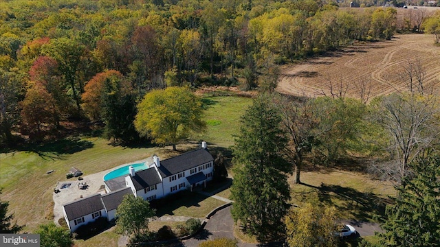 aerial view featuring a rural view