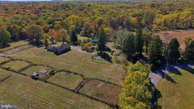 aerial view featuring a rural view