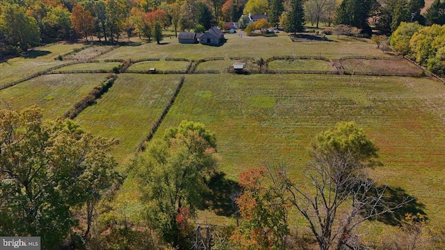 drone / aerial view with a rural view