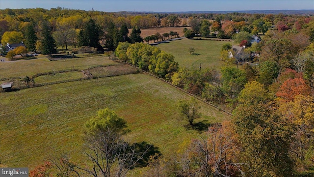 aerial view with a rural view