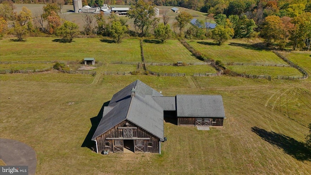 aerial view featuring a rural view