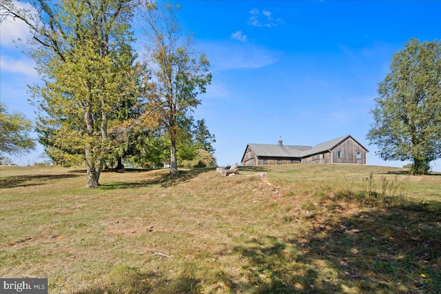 view of yard with a rural view