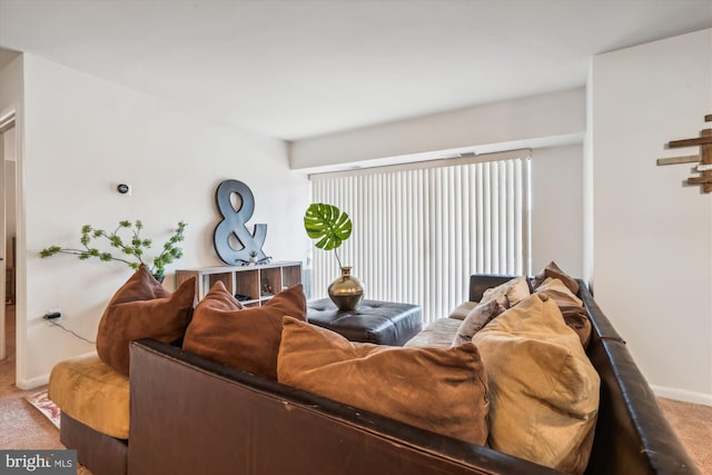 living room featuring carpet