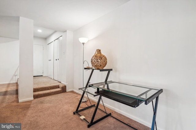 workout room with carpet floors