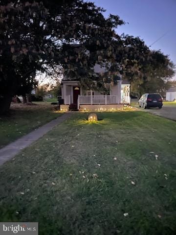 view of property hidden behind natural elements with a yard