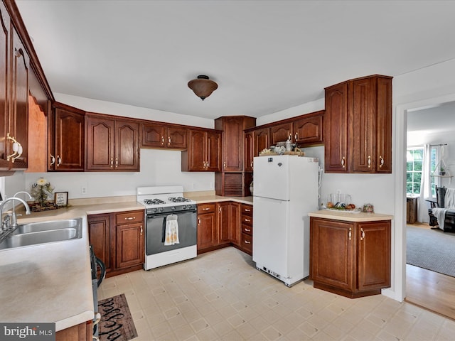 kitchen featuring sink and white appliances