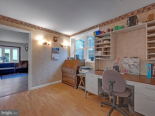 office space featuring light hardwood / wood-style flooring