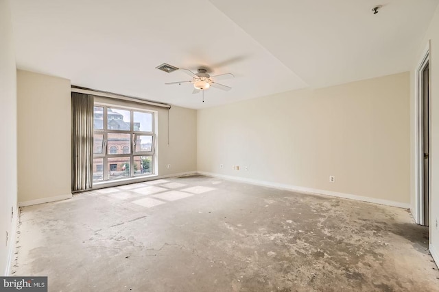 spare room featuring ceiling fan