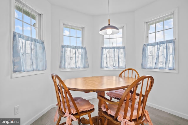 dining space featuring plenty of natural light