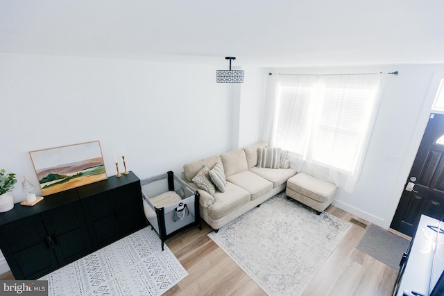 living room featuring light hardwood / wood-style floors