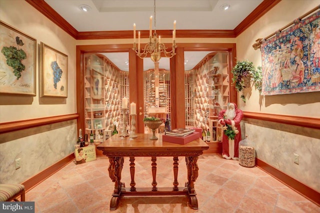 373 Craig Rd, Greencastle, PA 17225 - office area with crown molding and a notable chandelier