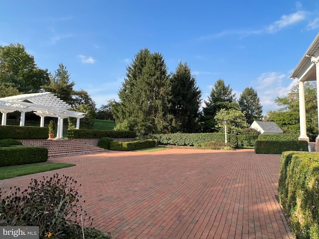 view of community with a pergola