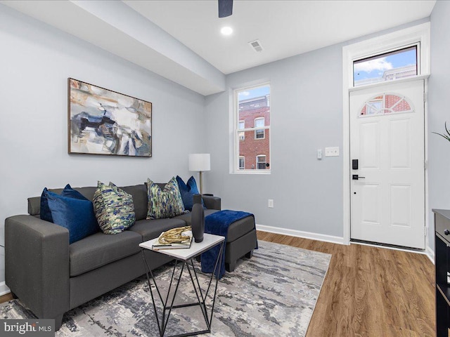 living room featuring hardwood / wood-style flooring