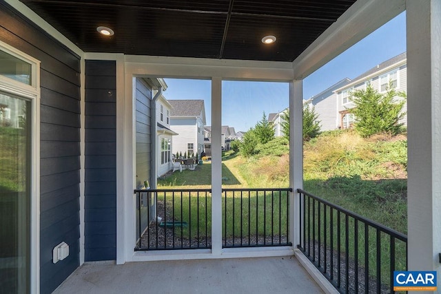 view of unfurnished sunroom