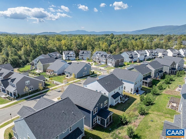 drone / aerial view with a mountain view