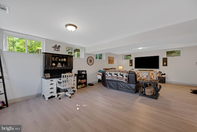 living room with light wood-type flooring