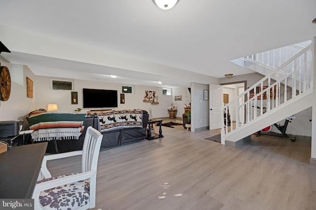 living room with light wood-type flooring