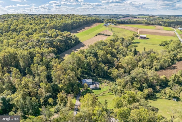 aerial view featuring a rural view