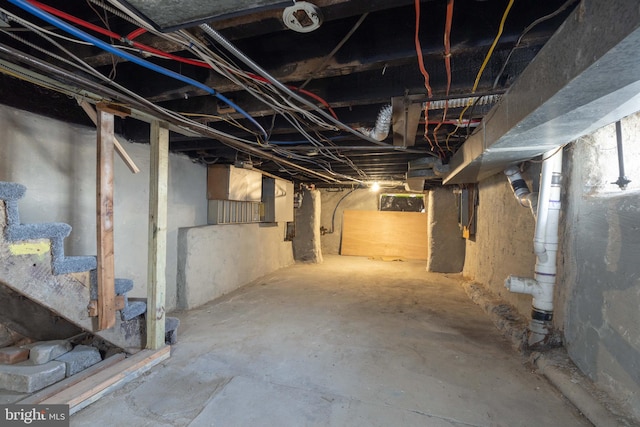 basement with electric panel