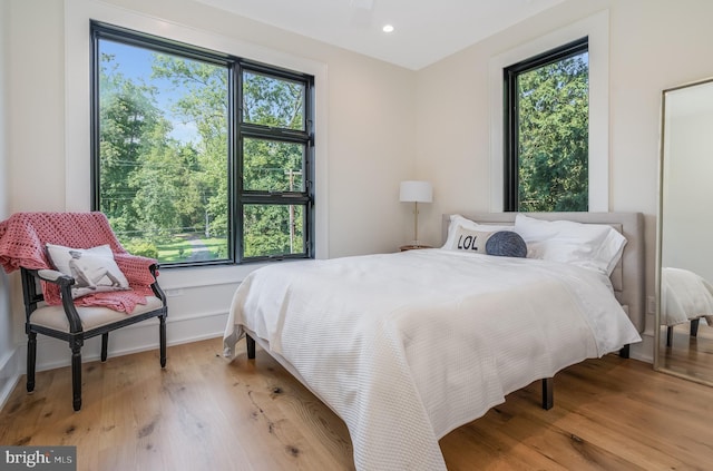 bedroom featuring light wood-type flooring