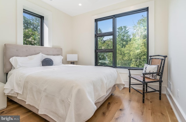 bedroom with hardwood / wood-style floors