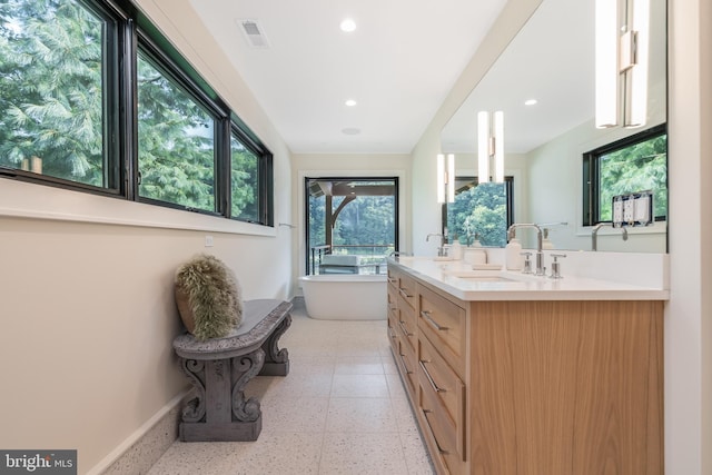 bathroom featuring vanity and a bathtub