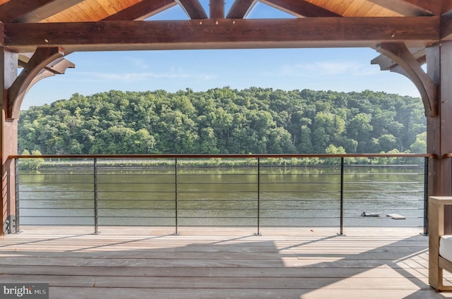 deck with a water view