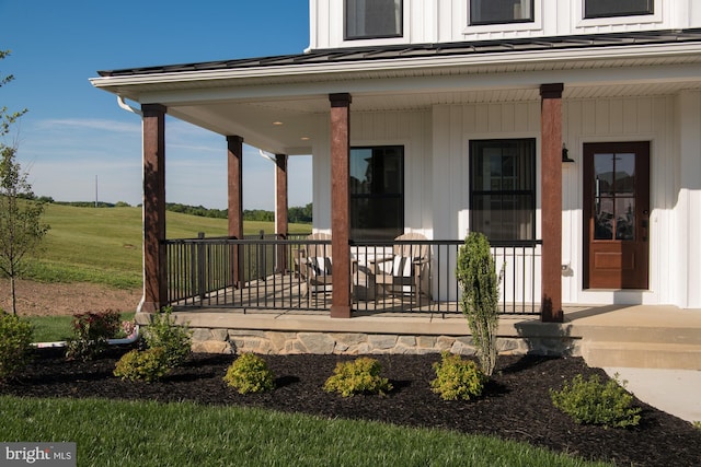 deck with covered porch