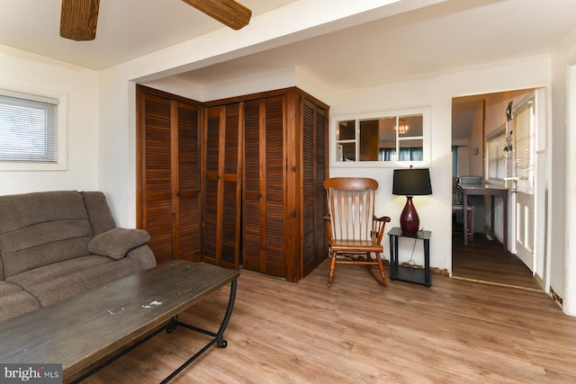 living room with light hardwood / wood-style floors