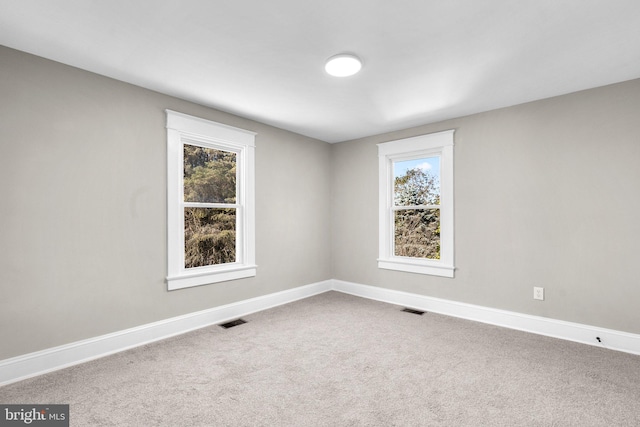 carpeted empty room featuring a wealth of natural light