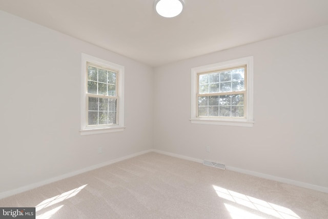 spare room featuring light carpet and a healthy amount of sunlight