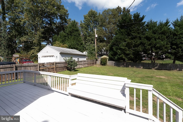 wooden deck with a lawn