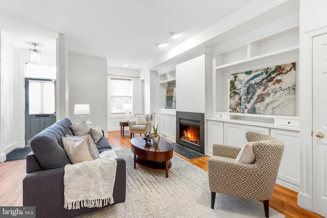 living room with light wood-type flooring