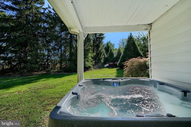 exterior details with a jacuzzi