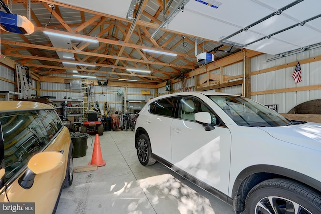 garage with a garage door opener