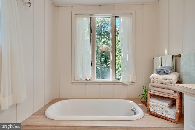 bathroom featuring plenty of natural light and a bath