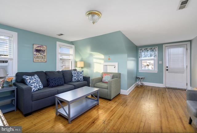 living room featuring light wood-type flooring