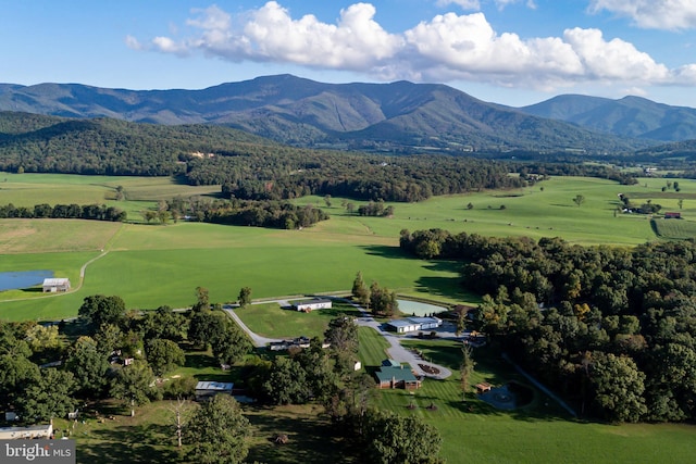 birds eye view of property with a mountain view